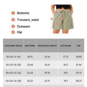 Eytino Womens Plus Size Summer Cargo Shorts Stretch Walking Shorts Lightweight Running Golf Shorts with 4 Pockets,2X Green