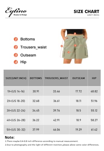 Eytino Womens Plus Size Summer Cargo Shorts Stretch Walking Shorts Lightweight Running Golf Shorts with 4 Pockets,2X Green