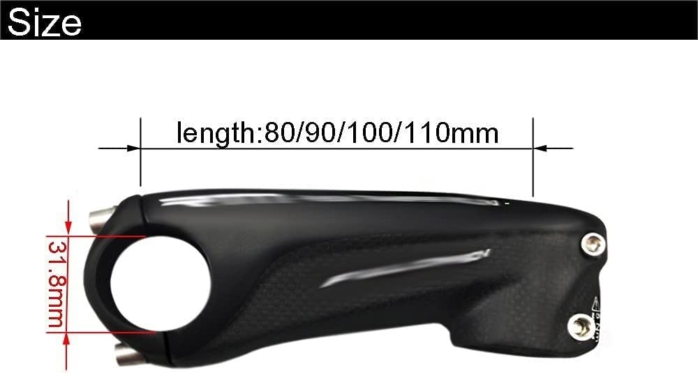 ZECHAO Mountain Bike Carbon Stem,Ultralight Road Bike Stem 28.6 * 80/90/100MM Bike Carbon Stem Parts Bike Stem (Color : White, Size : 80mm)