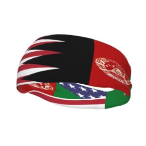 America Afghanistan Friendship Flag Sports Headbands Unisex Yoga Non-Slip Quick-Drying Workout Hairband