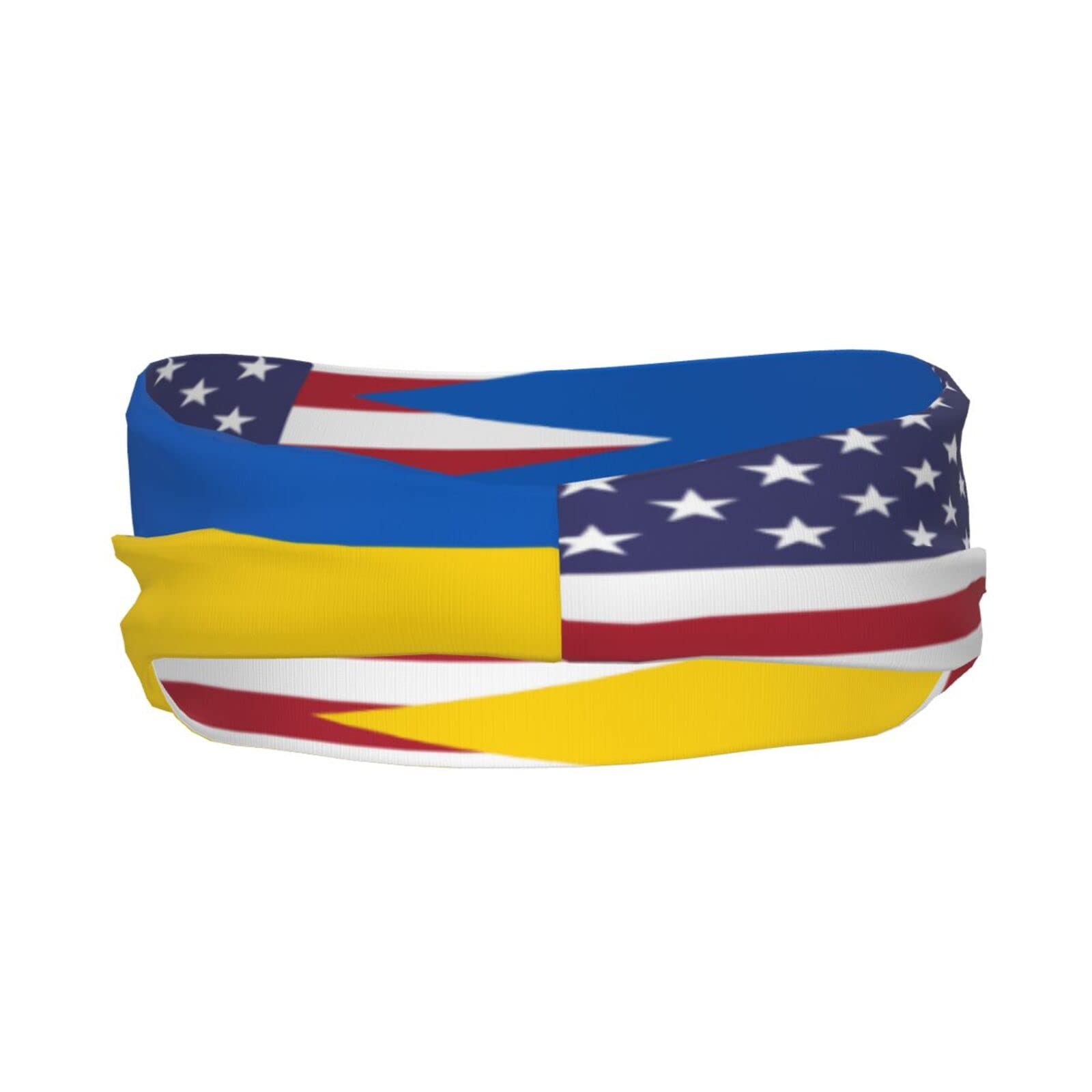 America Ukraine Friendship Flag Sports Headbands Unisex Yoga Non-Slip Quick-Drying Workout Hairband