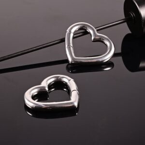 DOEARKO 2PCS Heart Design Ear Hanger Weights for Stretched Ears Gauges Ear Plugs Body Piercing Tunnels 316 Stainless Steel Hypoallergenic Body Jewelry (4G (5mm), 1#Silver)