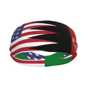 America Afghanistan Friendship Flag Sports Headbands Unisex Yoga Non-Slip Quick-Drying Workout Hairband