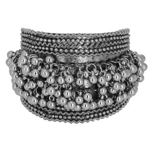 eas style store german silver oxidized hand crafted ghungroo kadaa bangle open bracelet cuff for women and girls