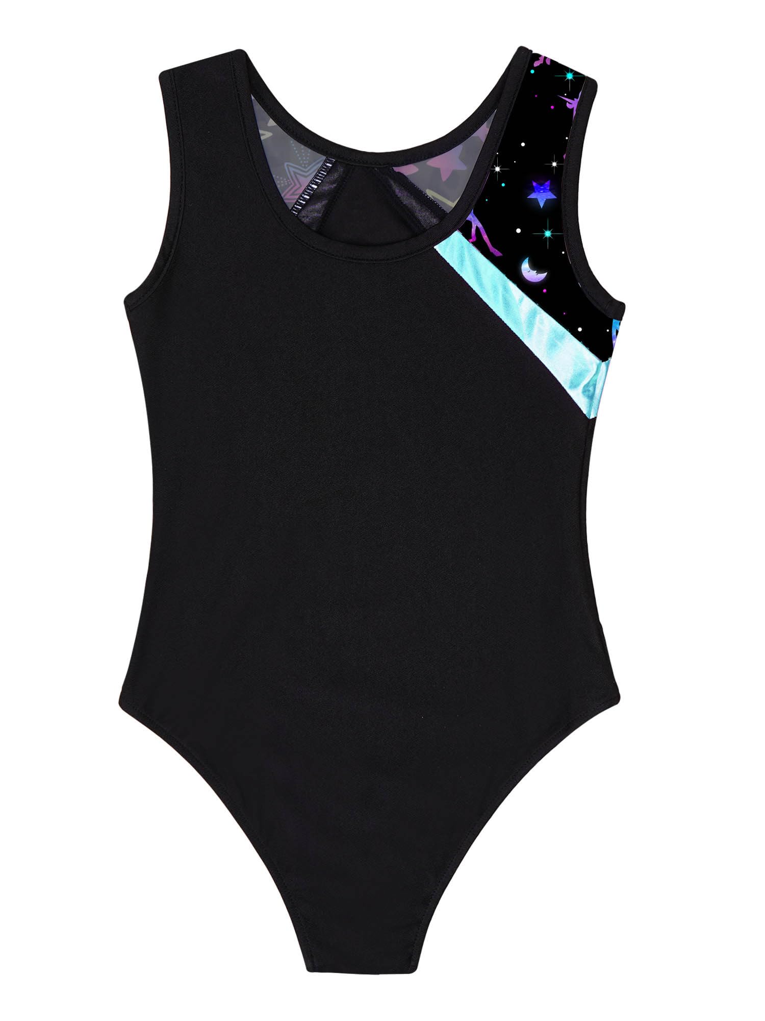 Yeahdor Gymnastics Leotards for Girls Shiny Metallic Ballet Dance Bodysuit Sleeveless Athletic Unitards Skating Dancewear Cyan 12 Years