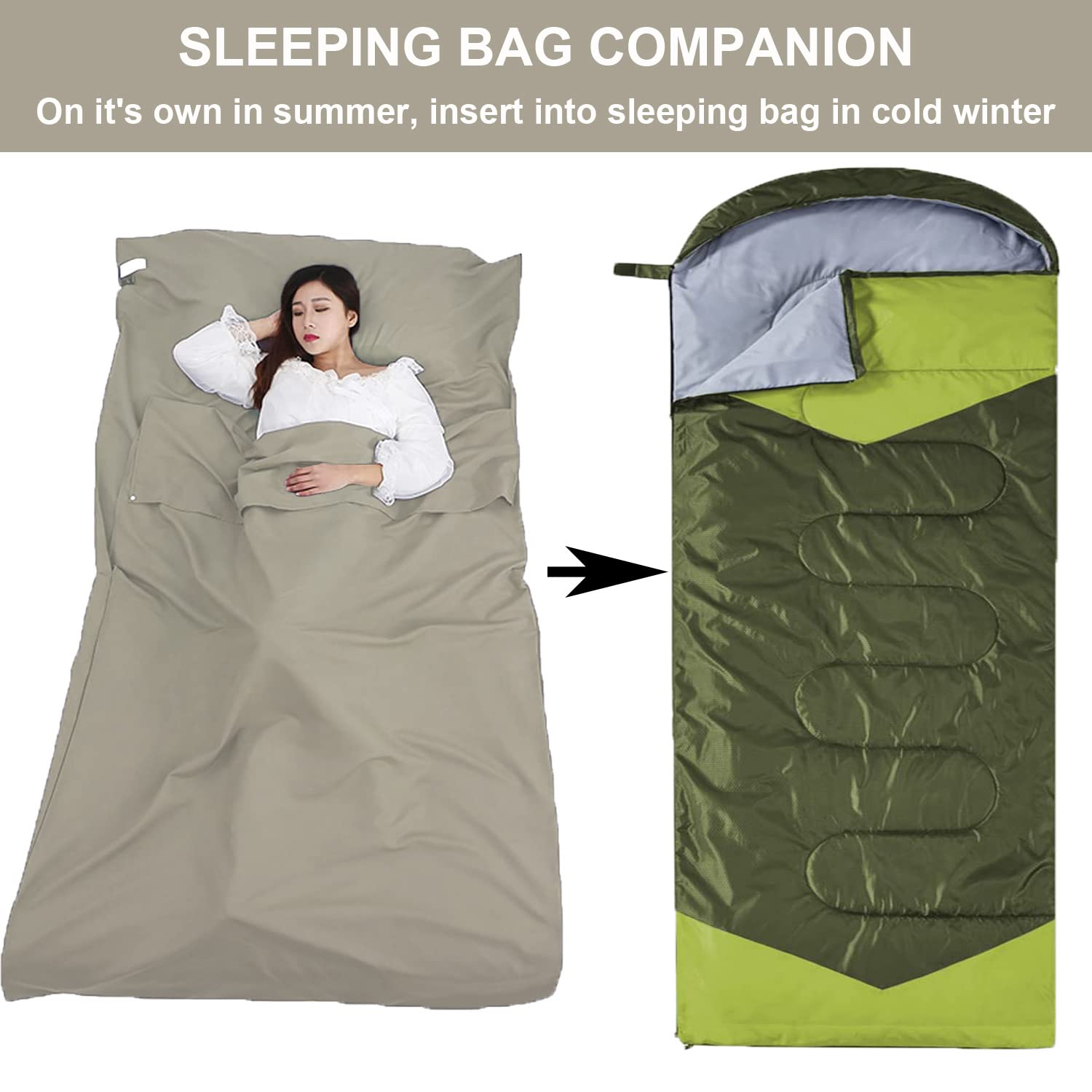 Sleeping Bag Liner Portable Travel Camping Sheets Lightweight and Compact Sleeping Sack Sheets for Adults Comfortable Liners for Traveling Hotel Camping Picnic Hostels Backpacking