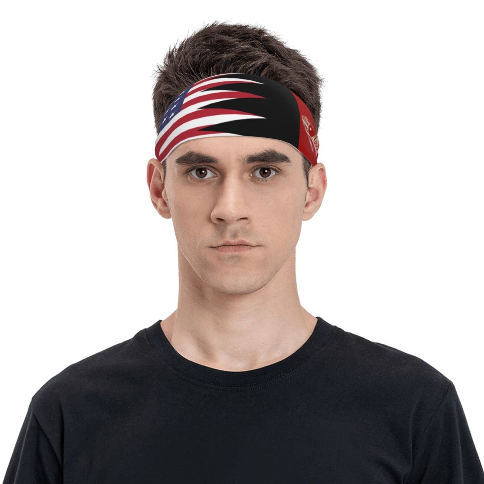 America Afghanistan Friendship Flag Sports Headbands Unisex Yoga Non-Slip Quick-Drying Workout Hairband