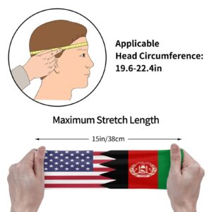 America Afghanistan Friendship Flag Sports Headbands Unisex Yoga Non-Slip Quick-Drying Workout Hairband