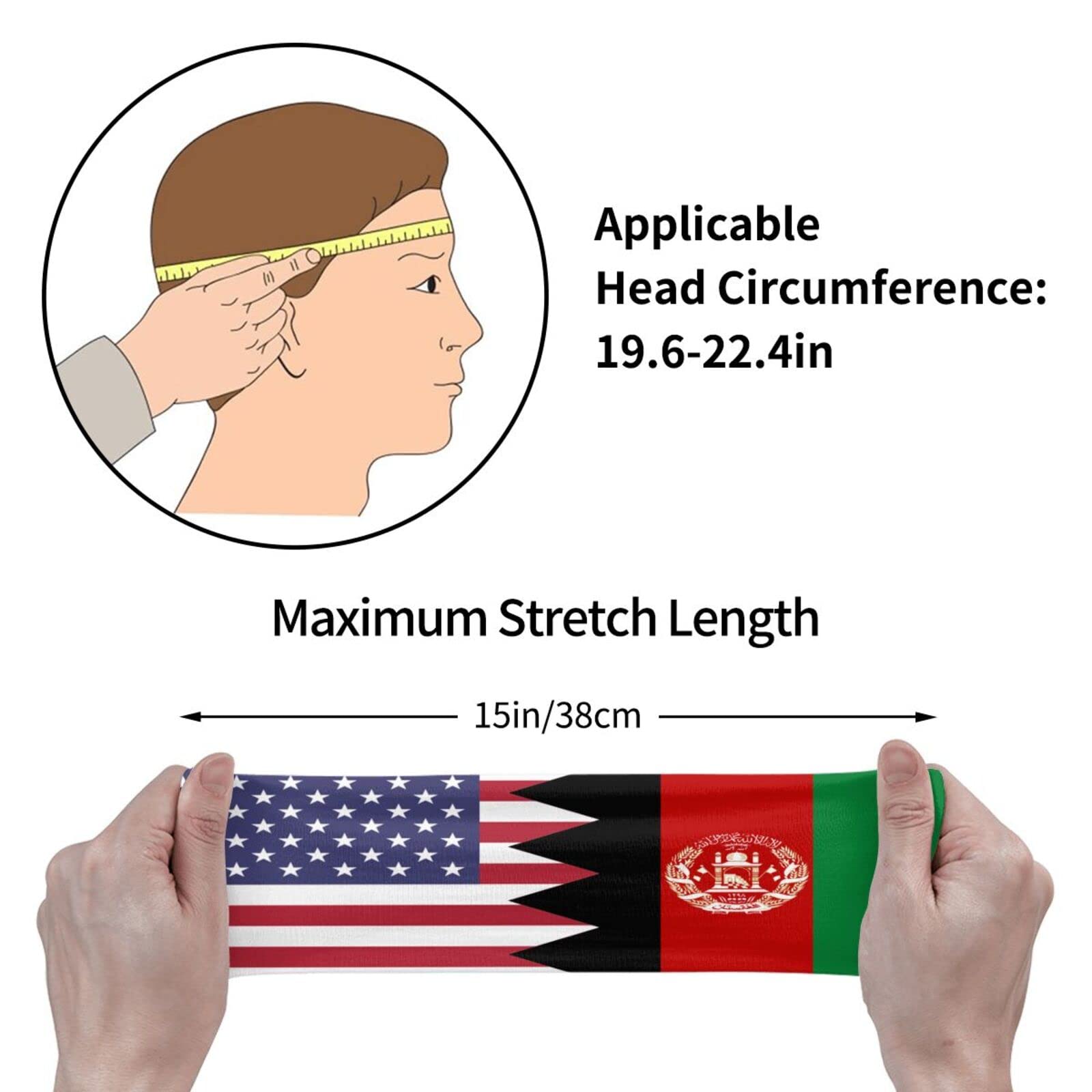 America Afghanistan Friendship Flag Sports Headbands Unisex Yoga Non-Slip Quick-Drying Workout Hairband