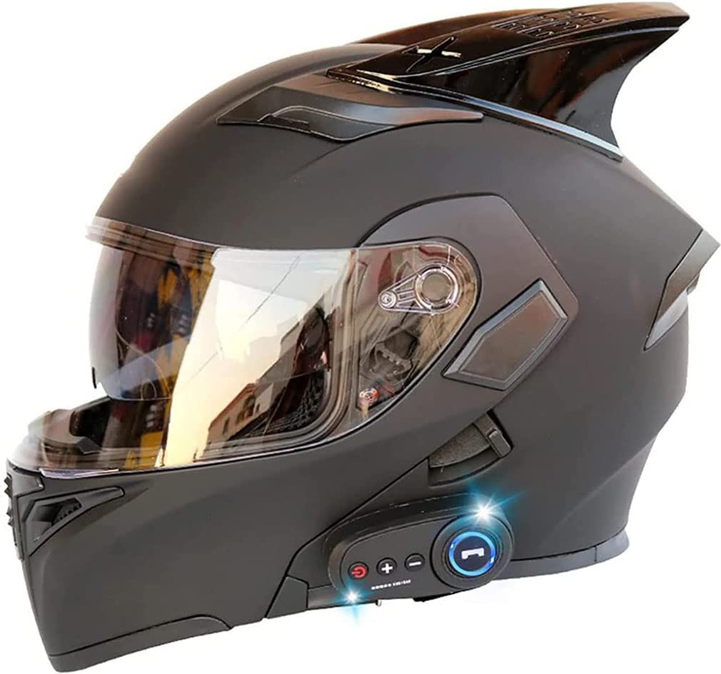 Modular Flip Up Motorcycle Helmet Bluetooth Integrated Full Face Helmet,DOT Approved Motorbike Street Bike Helmet with Bluetooth,Auto Answer, Adult Unisex