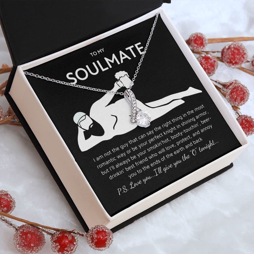 To My Soulmate Necklace For Women, Funny Gifts Girlfriend, Personalized Christmas Presents Best Birthday Meaningful Gift Ideas Wife, Women Romantic Jewelry Her Anniversary (Standard Box, Black)