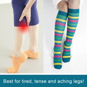 Junely Compression Socks for Women 20-30 mmhg Knee High Striped socks for Running Nurses Pregnancy Sports Travel Flight Circulation Irish Gifts Green