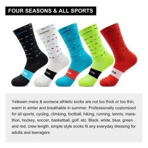 Yelewen Cycling Socks Compression Athletic Crew Running Socks Mens Womens Hiking Riding Bike Triathlon Workout Climbing Sport 5 Pairs