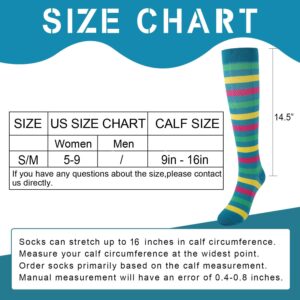 Junely Compression Socks for Women 20-30 mmhg Knee High Striped socks for Running Nurses Pregnancy Sports Travel Flight Circulation Irish Gifts Green