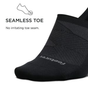 Feetures Elite Invisible Socks - Anti-Slip Sport Sock Liner with Targeted Compression - Black, S (1 Pair)