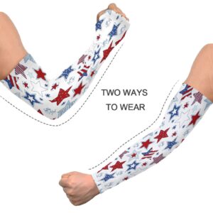 Dussdil Stars Us Flag Independence Patriotic Day Gardening Garden Sleeves Memorial 4th Of July Farm Arm Sleeves UV Sun Protection Cooling Sleeves for Women Men with Thumb Hole