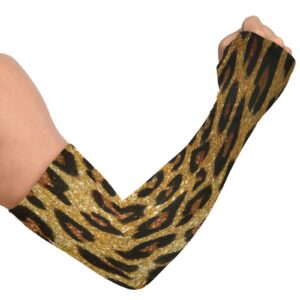 dussdil gold leopard cheetah gardening arm sleeves farmers garden farm sleeves uv sun protection cooling sleeves for women men with thumb hole