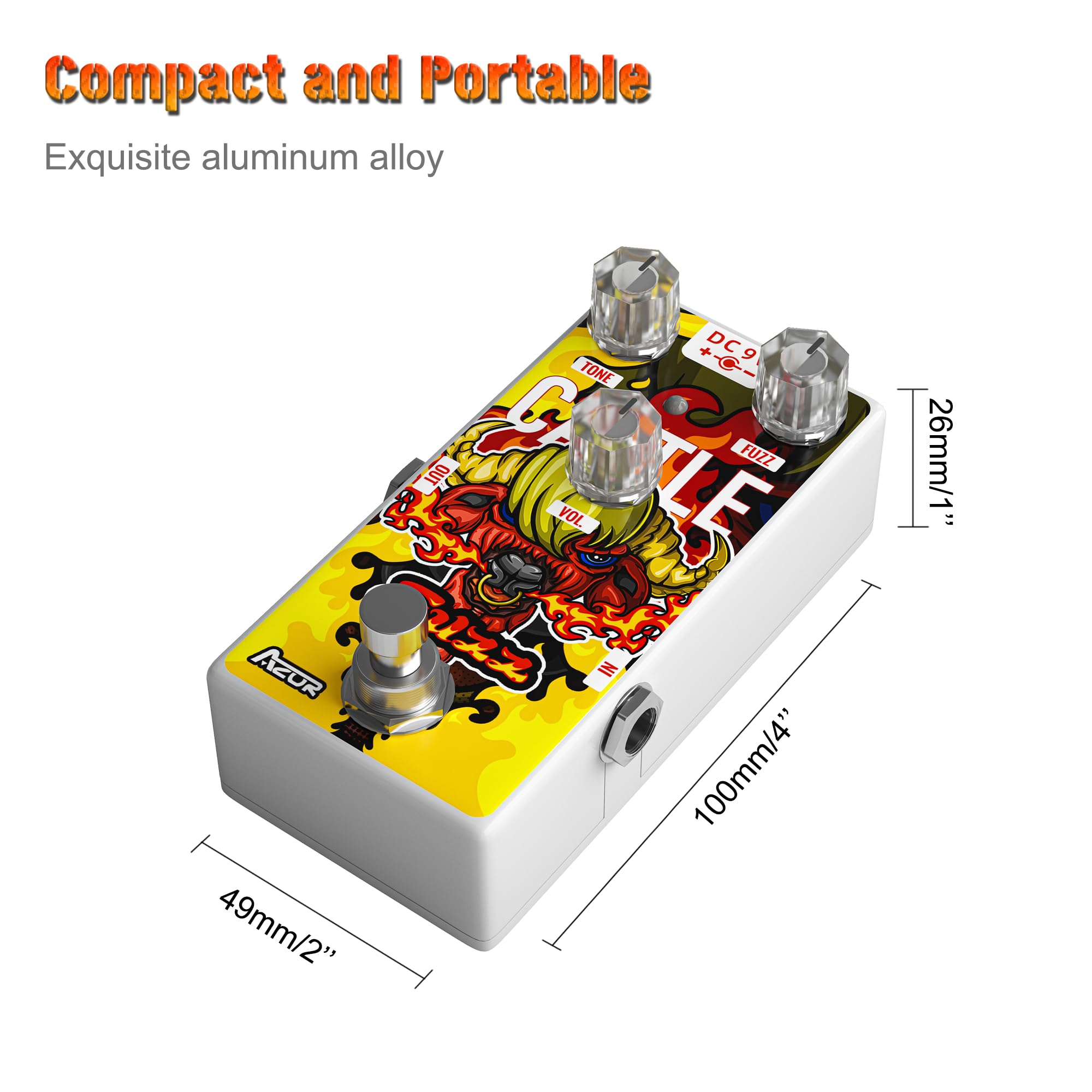 AZOR Fuzz Pedal Cattle Analog Guitar Effect Classic Stylish Pedal for Electric Guitar True Bypass