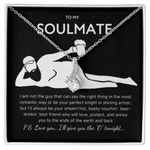 To My Soulmate Necklace For Women, Funny Gifts Girlfriend, Personalized Christmas Presents Best Birthday Meaningful Gift Ideas Wife, Women Romantic Jewelry Her Anniversary (Standard Box, Black)