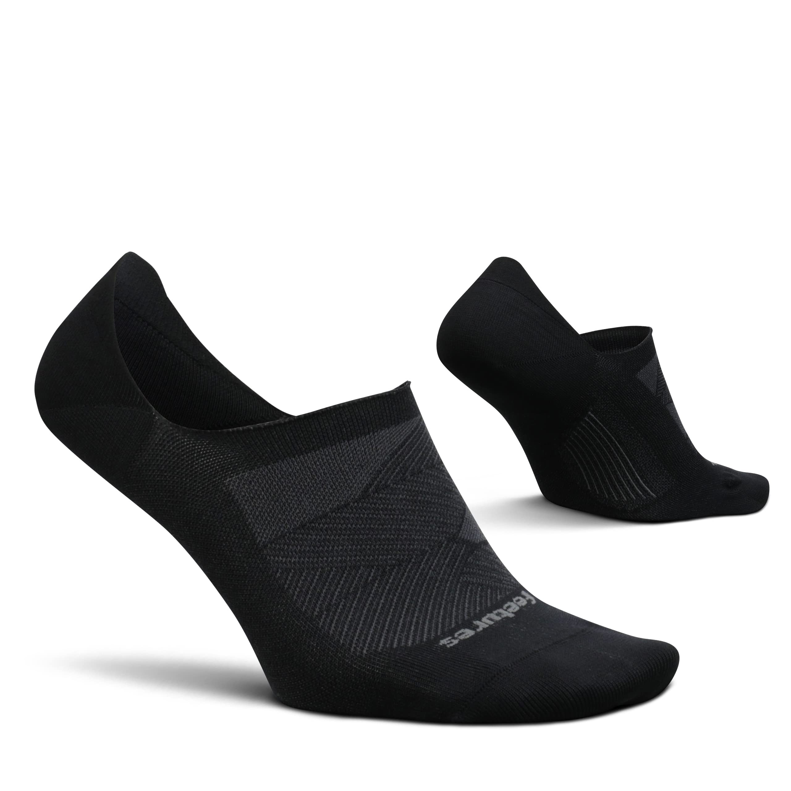 Feetures Elite Invisible Socks - Anti-Slip Sport Sock Liner with Targeted Compression - Black, S (1 Pair)