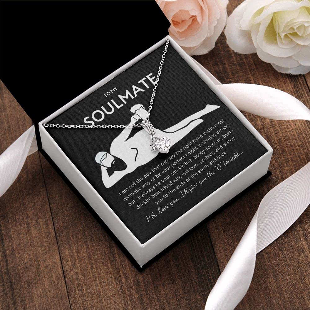 To My Soulmate Necklace For Women, Funny Gifts Girlfriend, Personalized Christmas Presents Best Birthday Meaningful Gift Ideas Wife, Women Romantic Jewelry Her Anniversary (Standard Box, Black)