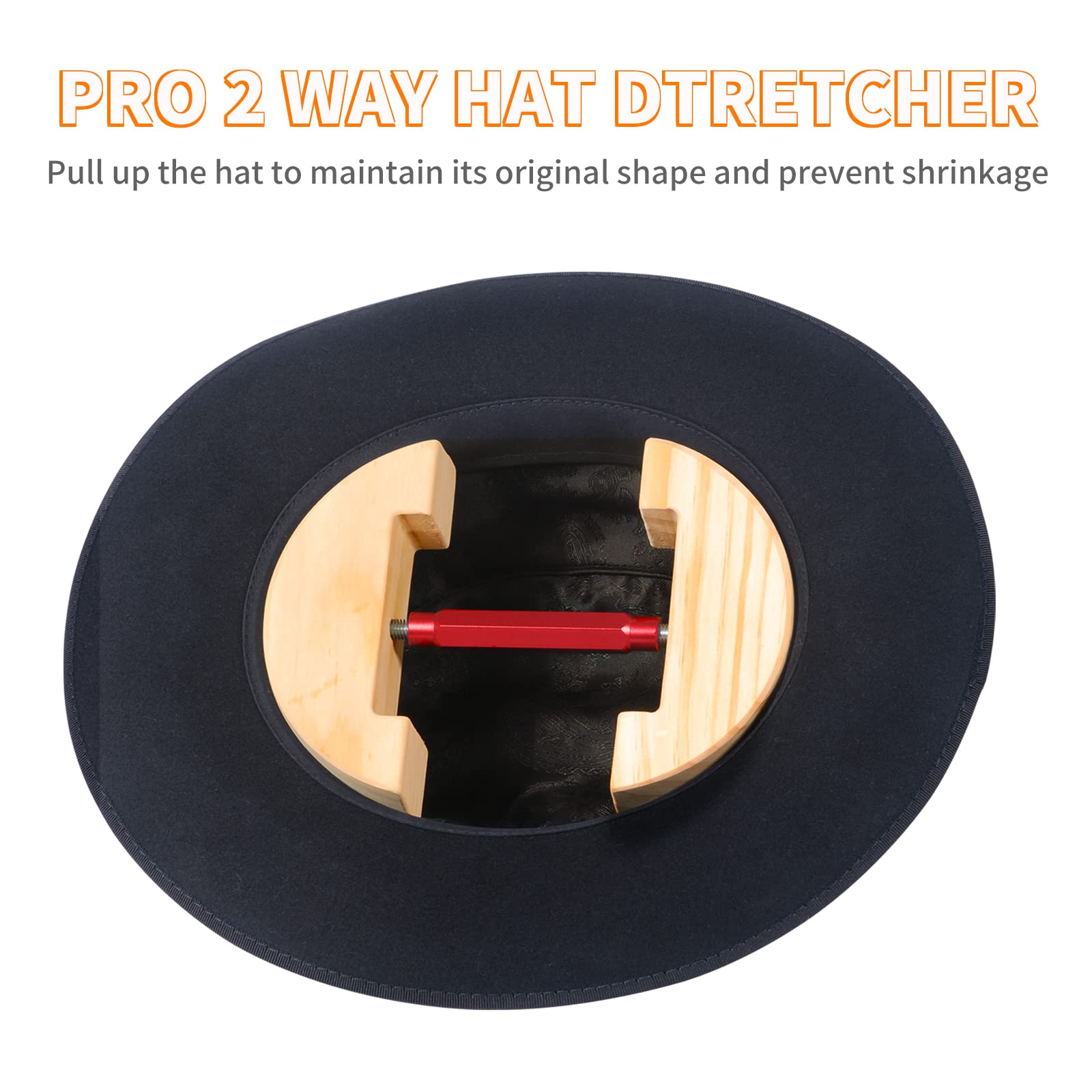 Hat Stretcher for Fitted Hat Heavy Duty Hat Shaper with Adjustable Turnbuckle, Fit to Men Cowboy Fedora Black