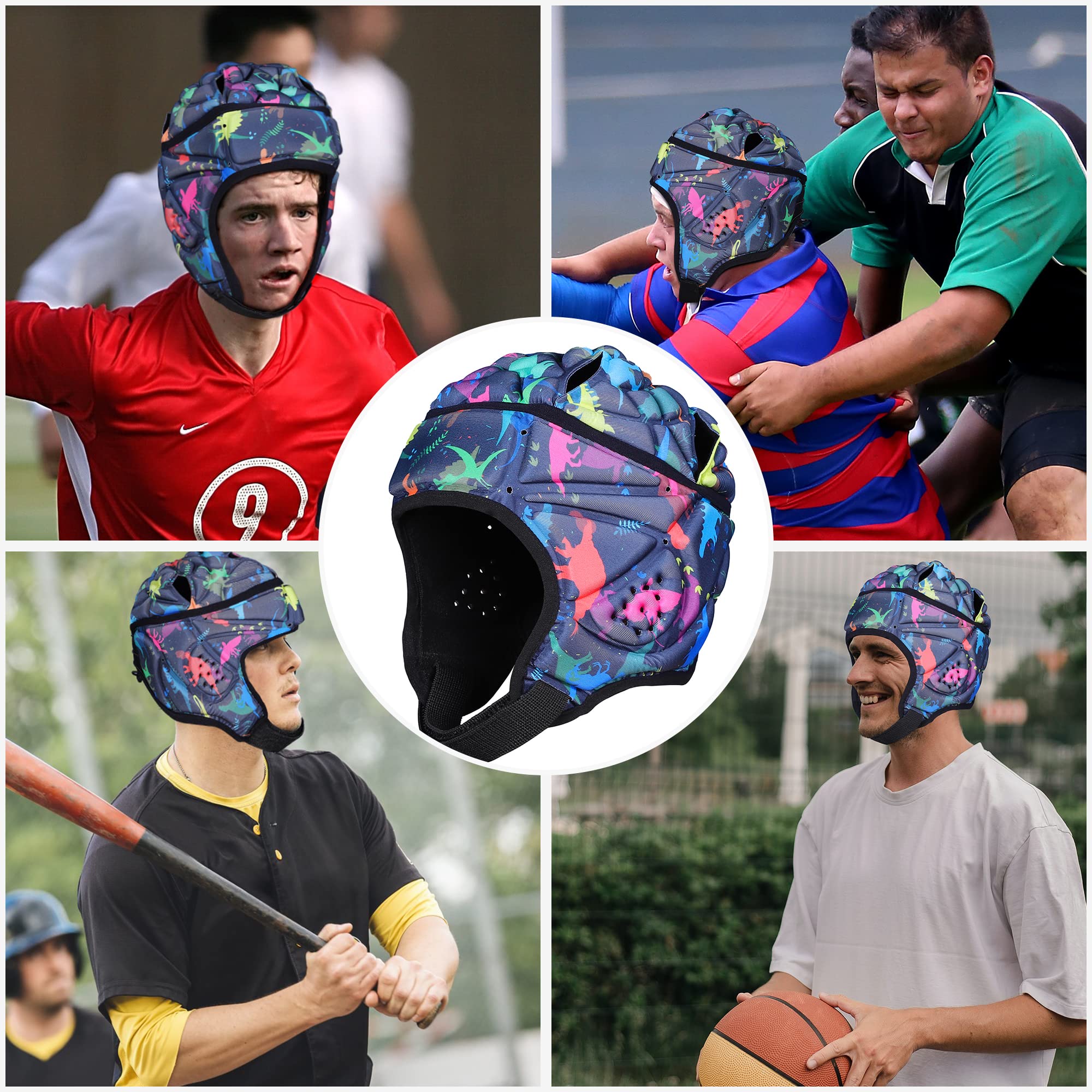 TUOYR Soft Helmet Rugby Headgear Flag Football Helmet 7 on 7 Shell Padded Headguard Adjustable Head Protector Soccer Goalie Lacrosse Goalkeeper Head Protection for Youth Kids Adult