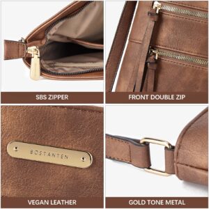 BOSTANTEN Crossbody Bags Purses for Women Trendy Soft Leather Shoulder Handbags with Adjustable Strap Zipper Pocket