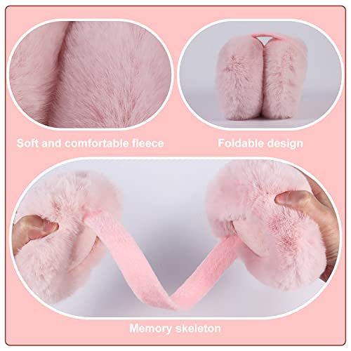 KINBOM Winter Ear Muffs, Cute Ear Muffs Winter Women Foldable Earmuffs Women Winter Earmuffs Ear Covers for Winter Cold Weather Outdoor (Pink)