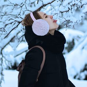 KINBOM Winter Ear Muffs, Cute Ear Muffs Winter Women Foldable Earmuffs Women Winter Earmuffs Ear Covers for Winter Cold Weather Outdoor (Pink)