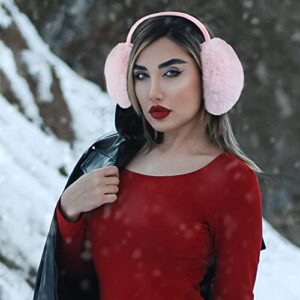 KINBOM Winter Ear Muffs, Cute Ear Muffs Winter Women Foldable Earmuffs Women Winter Earmuffs Ear Covers for Winter Cold Weather Outdoor (Pink)