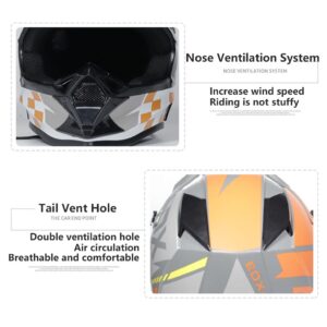 Motocross Helmets Outdoor Sport Offroad Mountain Helmet, Adults Dirt Bike ATV MTB Four Wheeler Motorcycle Full Face Helmet, DOT Approved Racing Crash Helmet with Gloves Goggles Mask -L-Small