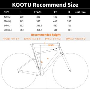 KOOTU Carbon Gravel Road Bike, Carbon Fiber Racing Bicycle with Shimano 105 R7000 22S Disc Brake Contineltal Tire