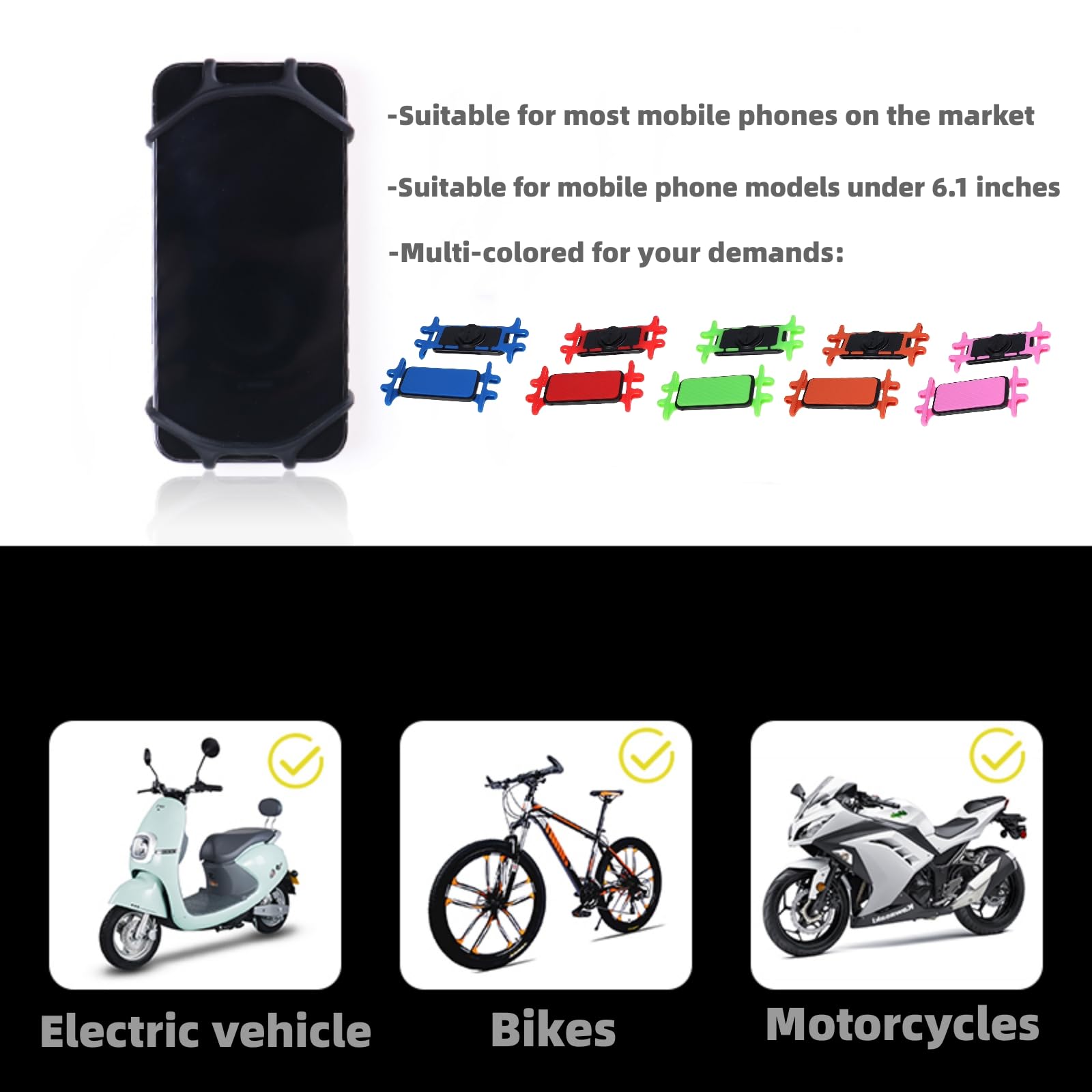 Bike Phone Holder Compatible with Most Phones,Compatible with Garmin Bicycle Bracket Mount Adapter,Detachable Universal Cell Phone Holder for Bike