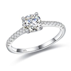 DAYBYDAY Moissanite Rings for Women 925 Sterling Silver 1ct Created Diamond Moissanite Engagement Ring Size 8