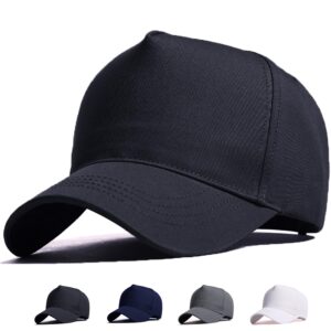 munula oversize xxl high crown baseball cap big head hats for men dad hat adjustable plain running cap 23.6"-25.6" (black)