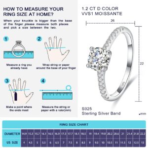 DAYBYDAY Moissanite Rings for Women 925 Sterling Silver 1ct Created Diamond Moissanite Engagement Ring Size 8