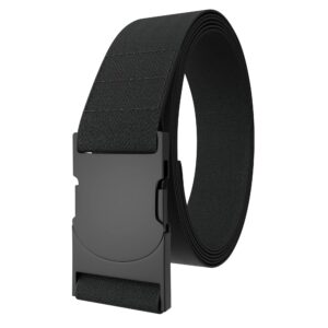 ENOUT Stretch Belts | Elastic Nylon | Easy Adjustable Buckle | Comfort Fit (Black)