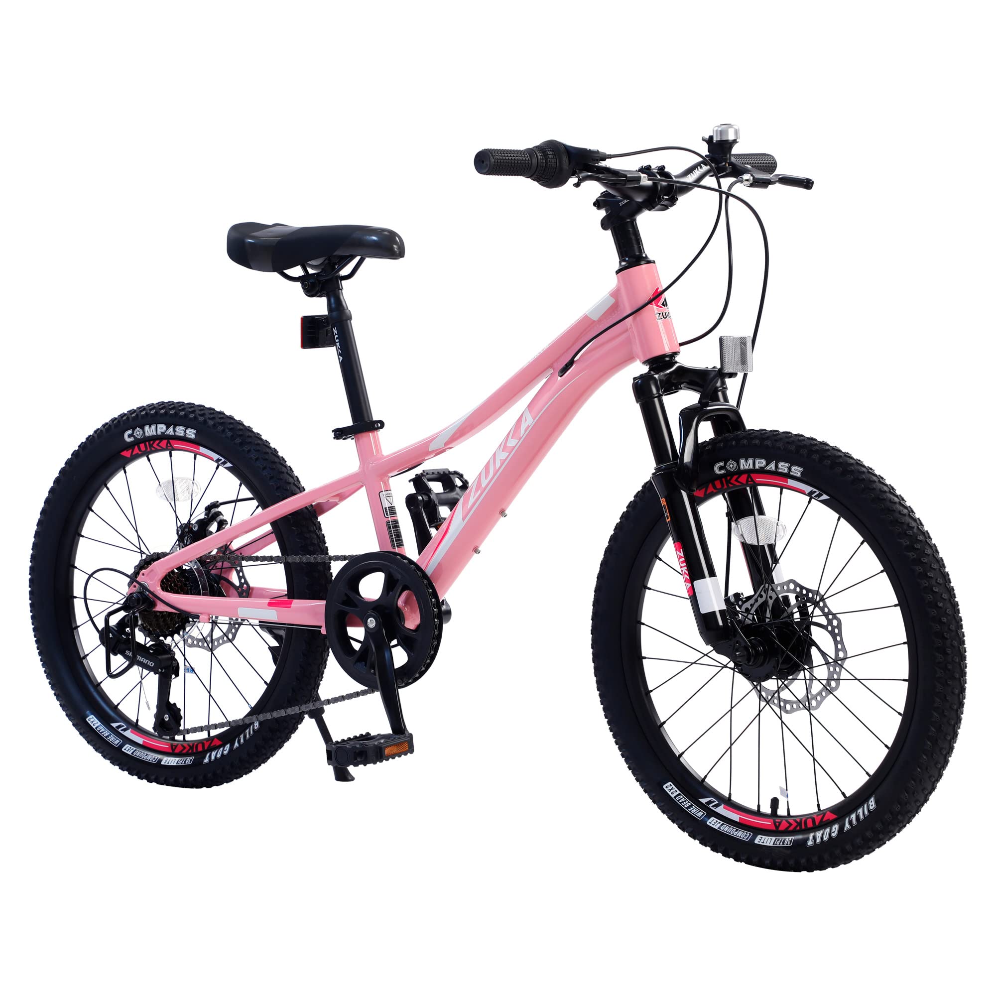 WEEROCK 20 Inch Kid's Mountain Bike MTB Shimano 7 Speeds Aluminium Alloy Frame Bicycle for Boys Girls,Youth,Pink