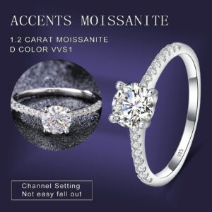 DAYBYDAY Moissanite Rings for Women 925 Sterling Silver 1ct Created Diamond Moissanite Engagement Ring Size 8