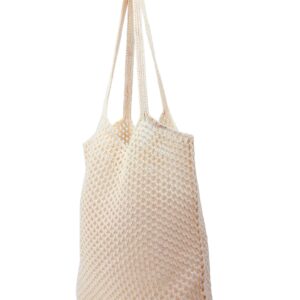 Stizimn Crochet Mesh Beach Tote Bag Shoulder Bag Handbags Knitting Hollow Summer Bag Hobo Bag Aesthetic for Women (Beige3)