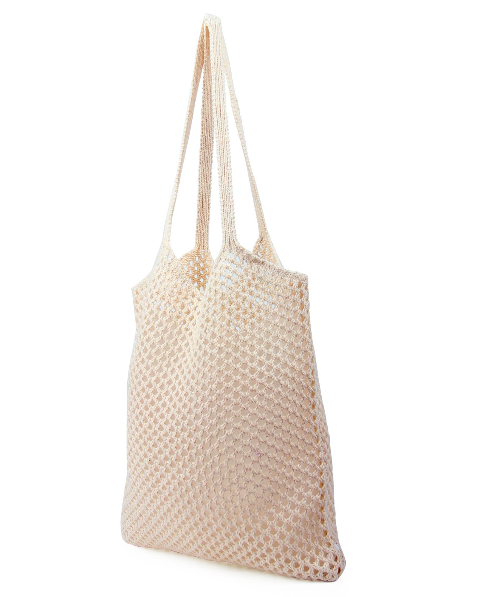 Stizimn Crochet Mesh Beach Tote Bag Shoulder Bag Handbags Knitting Hollow Summer Bag Hobo Bag Aesthetic for Women (Beige3)