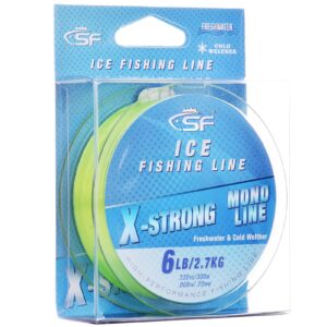 sf 6lb/2.7kg 330yd/300m x-strong ice monofilament fishing line with spool mono line fishing wire freshwater, fluor green