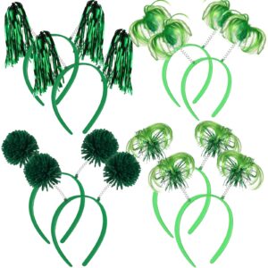 Censen 8 Pcs Pom Pom Headbands Party Headbands Tinsel Wrapped Ponytails Headbopper Headwear for Halloween Birthday Festival(Green)