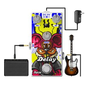 AZOR Digital Delay Guitar Effect Pedal Mouse Vintage Unique Tones Delay Pedal for Electric Guitar AP508