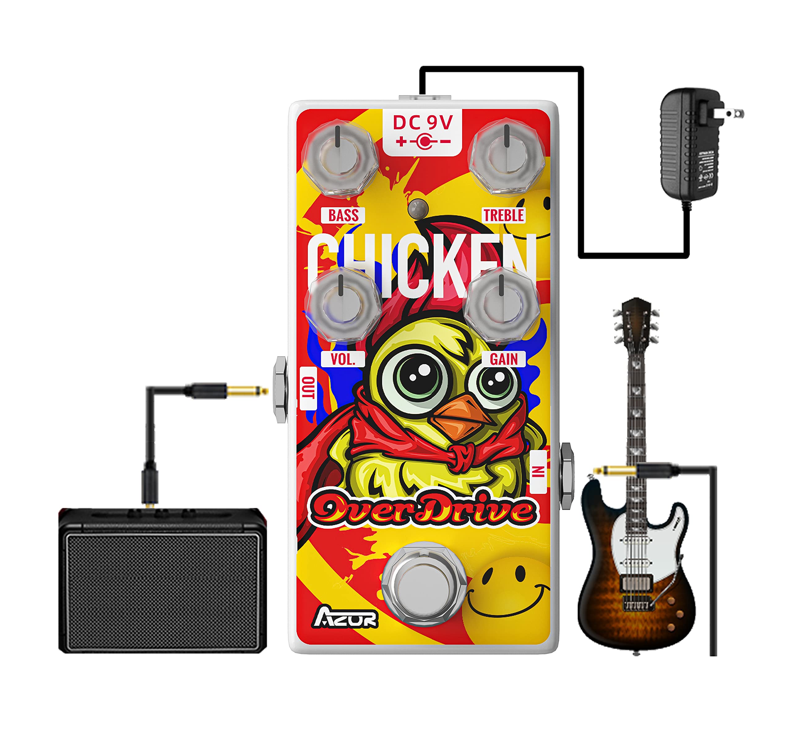 AZOR Overdrive Guitar Effect Pedal Chicken Overdrive Wide Range Pedal for Electric Guitar True Bypass AP505