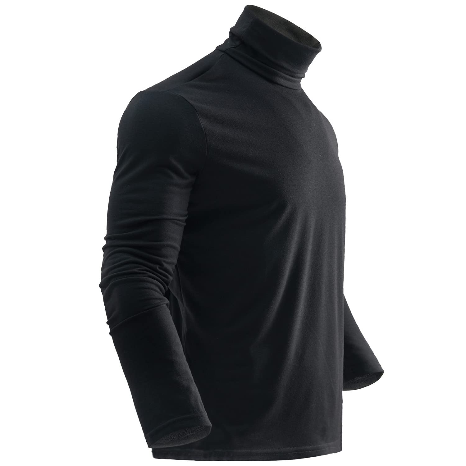 Black Turtleneck Mens T-Shirt Slim Fit Lightweight Long Sleeve Pullover Top Soft Shirts Warm Undershirt Stretch Gentleman Solid Color Business Fashion Casual Menswear Sizes XL