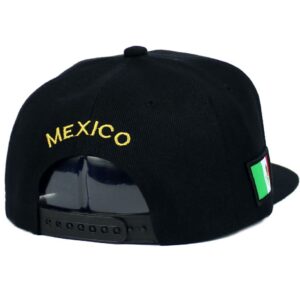 Mexican Hat Mexico State Federal Logo Embroidered Snapback Flat Bill Baseball Cap (Oaxaca- Black/Gold)