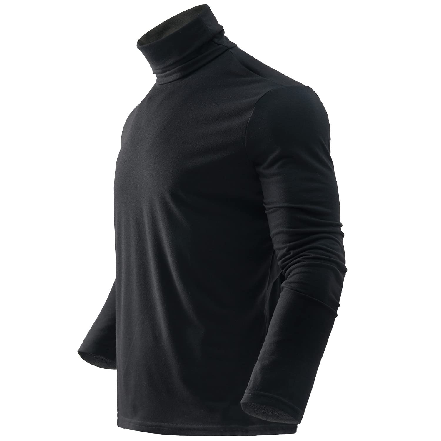 Black Turtleneck Mens T-Shirt Slim Fit Lightweight Long Sleeve Pullover Top Soft Shirts Warm Undershirt Stretch Gentleman Solid Color Business Fashion Casual Menswear Sizes XL