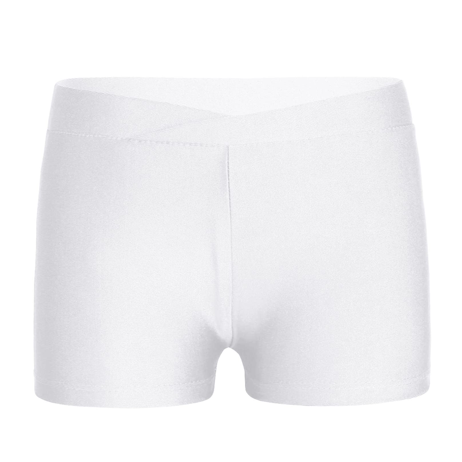 iiniim Kids Girls Stretch Cotton Gymnastics Ballet Dance Booty Shorts Workout Sports Yoga Cycling Running Active Shorts White 12